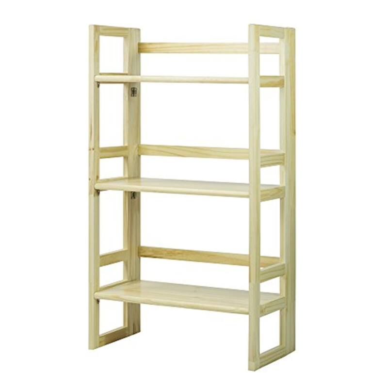 3-Shelf Folding Bookcase - Stackable Wooden Storage Organizer for Home & Office