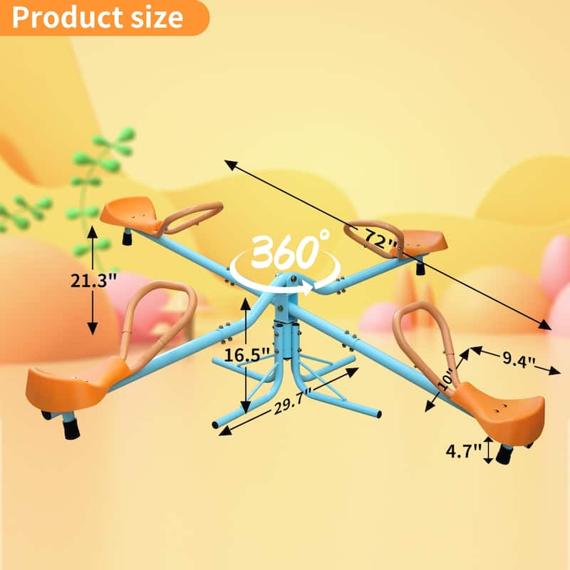 Outdoor Kids Spinning Seesaw Sit and Spin Teeter Totter Outdoor Playground Equipment Swivel Teeter Totter for Backyard