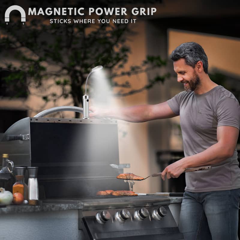 LED Concepts 2 Pack BBQ Grill LED Lights with Magnetic Base - Weather Resistant, Task Lighting Barbecue Grilling - 4 in