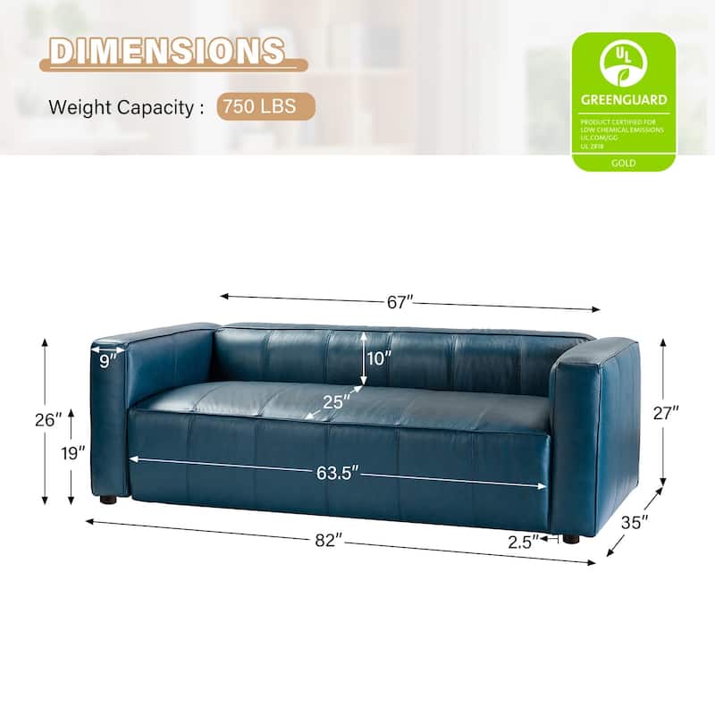 Donia Mid-Century Modern Leather 82" Curved Sofa with Wooden Legs by HULALA HOME