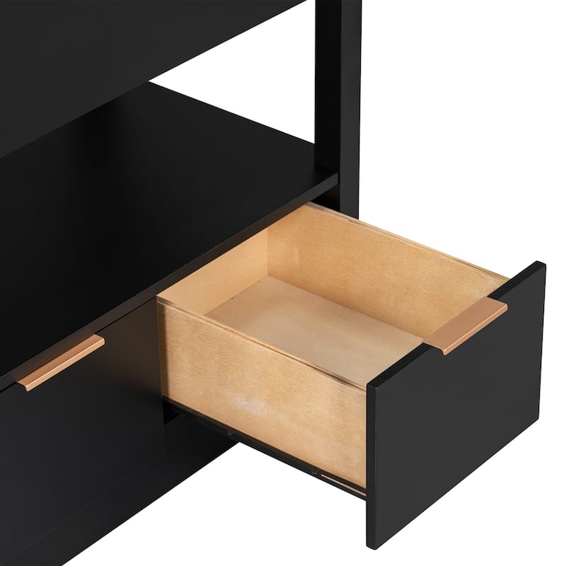 Bathroom Vanity with Sink Top, Vanity Set with Ceramic Basin Sink, Bathroom Storage Cabinet with 2 Drawers and Open Shelf