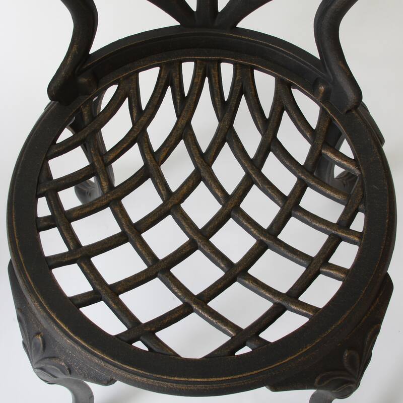 Roomfitters 3-Piece Outdoor Bistro Set Cast Aluminum Patio Dining Furniture with Round Table and Chairs, Black+Gold