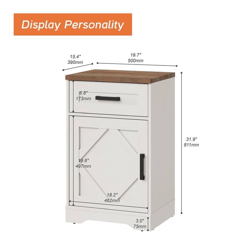 WAMPAT End Table with 1 Drawer & Door for Living Room