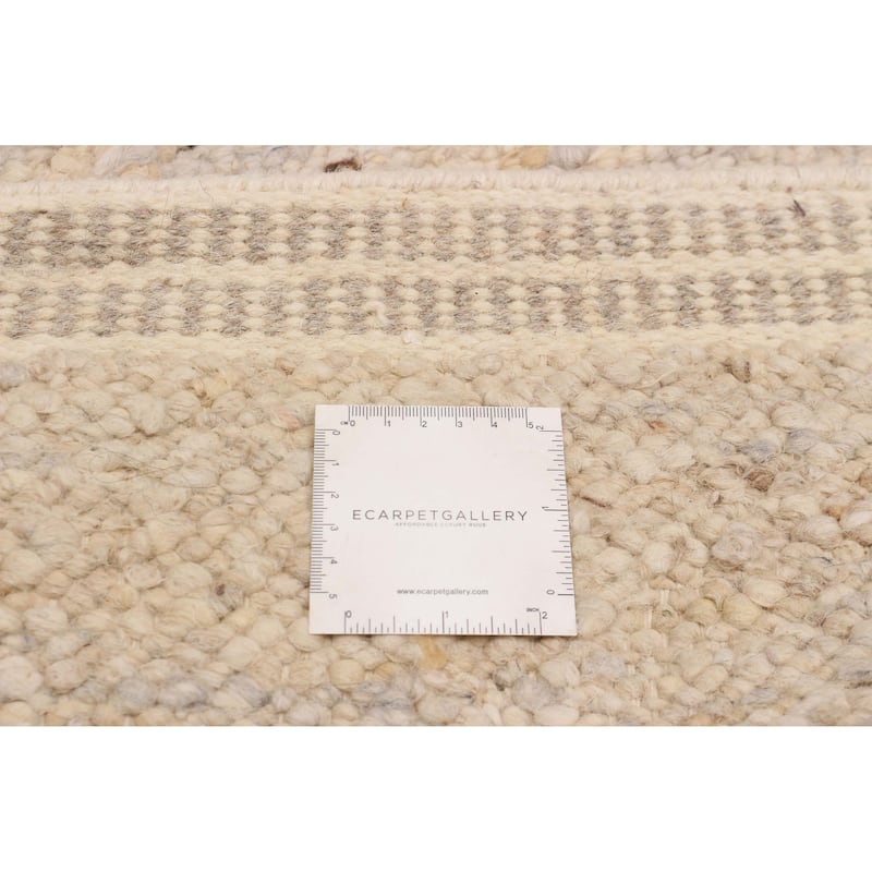 ECARPETGALLERY Flat-Weave Marrakech Cream Wool Kilim - 5'3 x 8'3