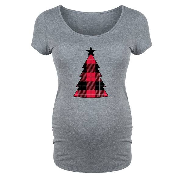Shop Buffalo Plaid Christmas Tree Maternity Scoop Neck Tee