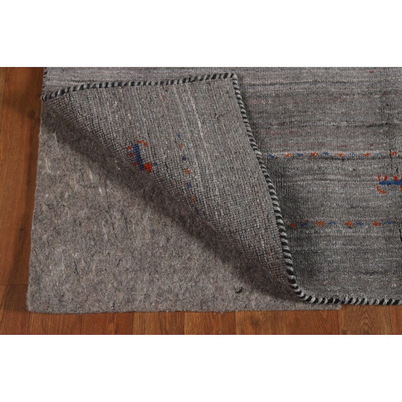 Hand Knotted Oriental 100% Wool Carpet Tribal Tribal Greys & Charcoal Gabbeh Area Rug - 5' 9'' X 4' 1''