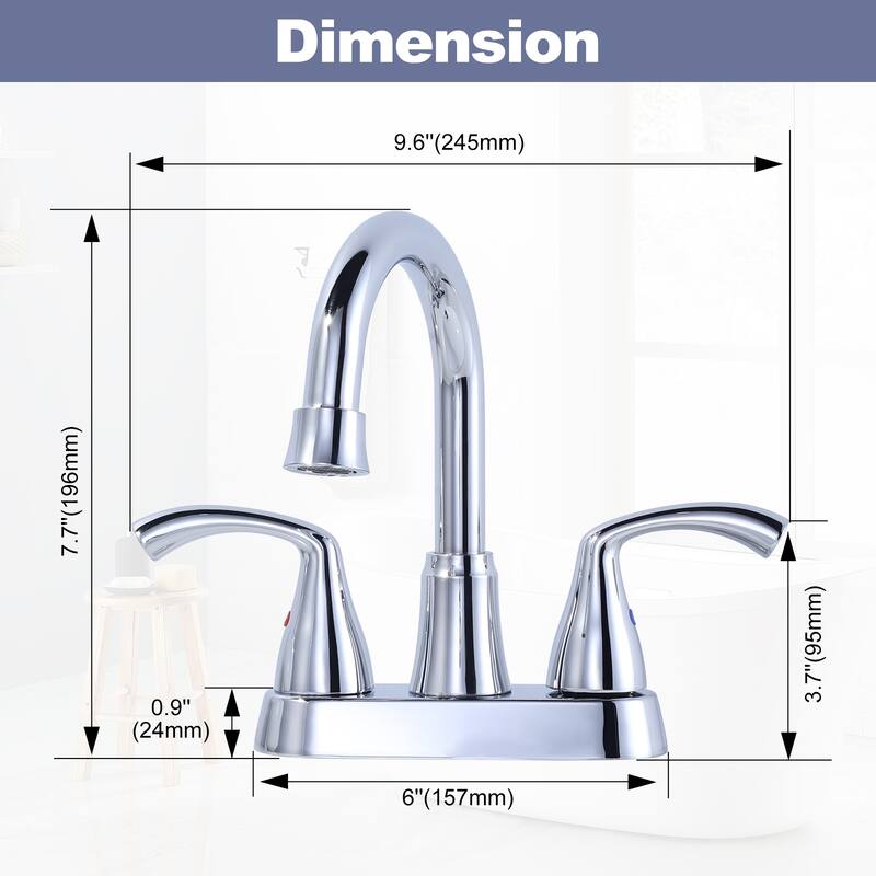 WOWOW 4 in. Centerset 2-Handles Deck Mount Bathroom Faucet