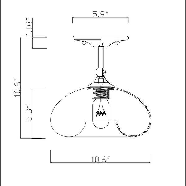 Amin Matte Satin Nickel 1-Light Metal & Glass Bowl Shade Semi-Flush Mount