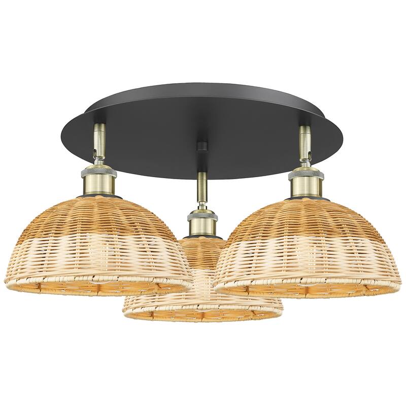 Innovations Lighting 516-3C-10-21 Bristol Natural II Semi-Flush - Black Antique Brass / Natural