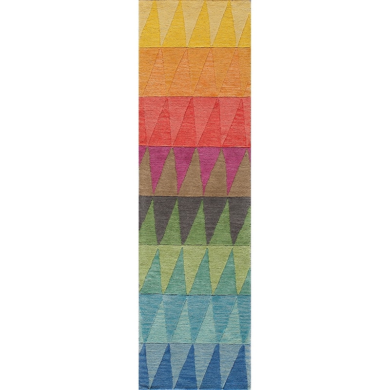 Momeni Delhi Hand-tufted Wool Geometric Area Rug - 2'3" x 8' Runner - Multi Red - Runner/Rectangle