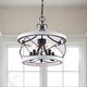 preview thumbnail 19 of 42, Oaks Aura 5-Light Farmhouse Wood Chandelier, Drum Chandelier for Dining Room Height Adjustable 15.8" - Distressed White