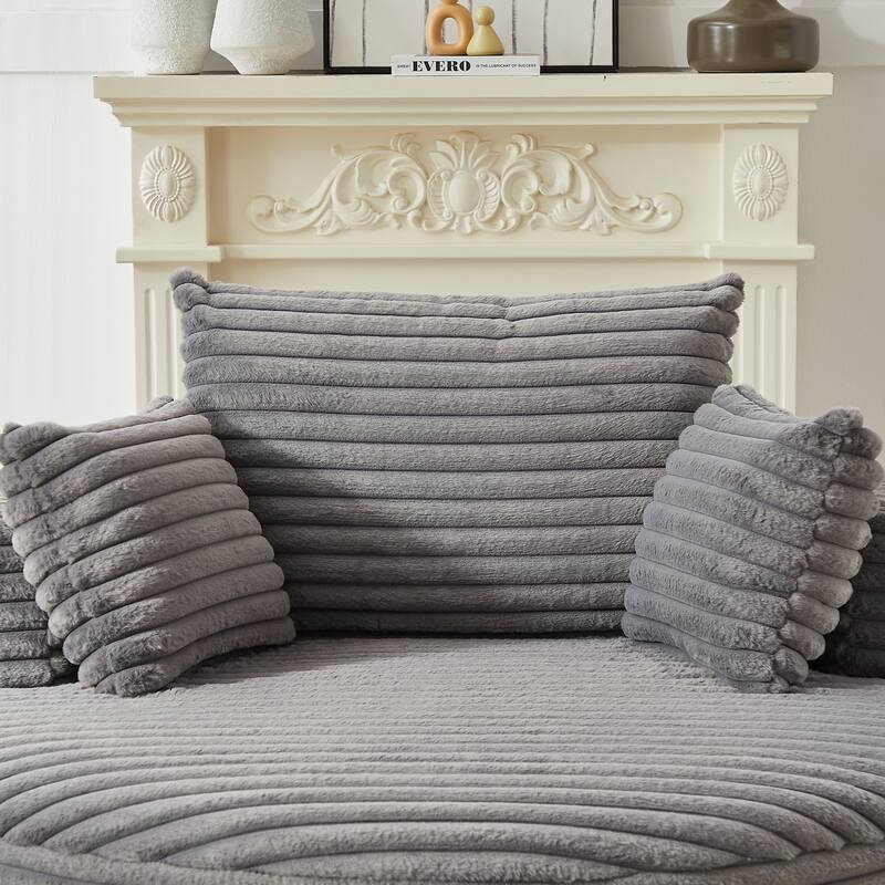 Corduroy Upholstered Single Sofa, Oversized Fluffy Round Sofa, Single Sleeper Reading Chair with Armrest & Pillow
