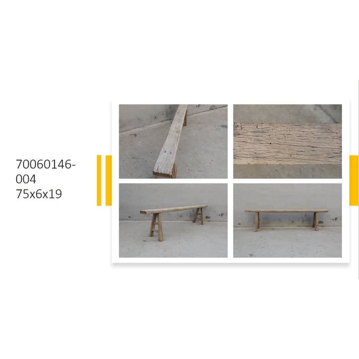 Vintage Noodle Bench Weathered Natural (size and finish vary)