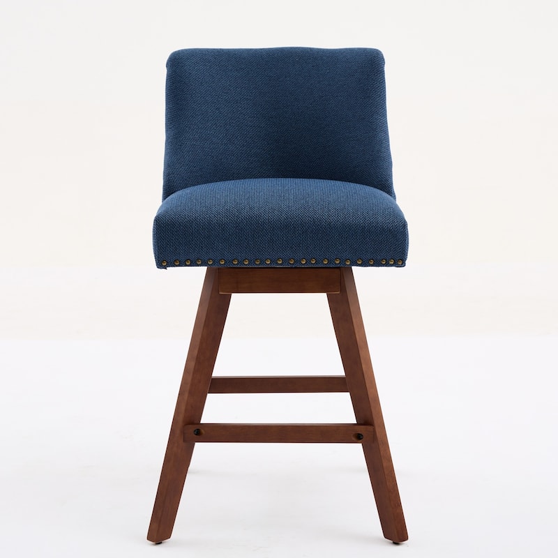 Set of 2 Modern 26H Counter Barstools Swivel Upholstered Fabric Stools Adjustable Height