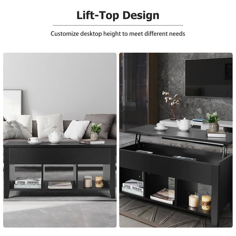 Gymax Lift Top Coffee Table w/ Storage Compartment Shelf Living Room - See Details
