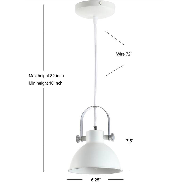 SAFAVIEH Lighting Orhideea Adjustable 1-Light Led White Pendant - 6.25"x6.25"x10-82" - 6Wx6Dx82H