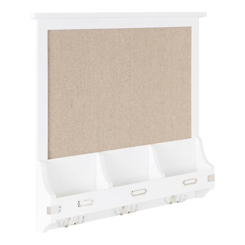 Kate and Laurel Stallard Wood Wall Pinboard with Hooks - 24x24
