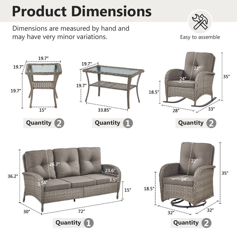 Gymojoy Outdoor Wicker Patio Furniture Sofa Chair Set Weather-Resistant