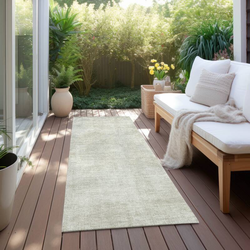 Machine Washable Indoor/ Outdoor Simple Solid Chantille Rug - Beige - 2'3" x 7'6"