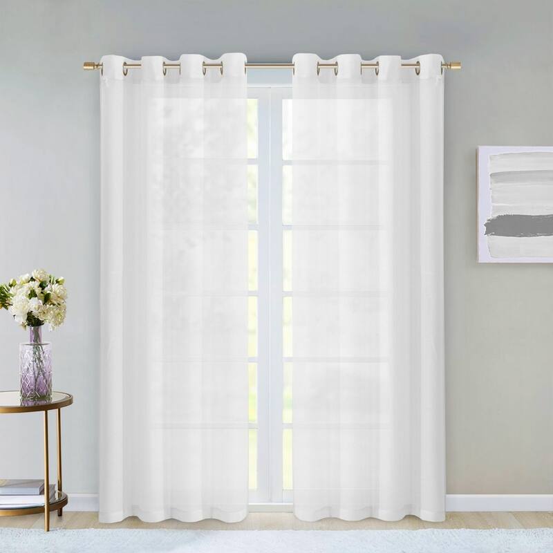 Set of Two 84" White Solid Modern Window Panels - 84" x 108"