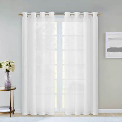 Set of Two 84" White Solid Modern Window Panels - 84" x 108"