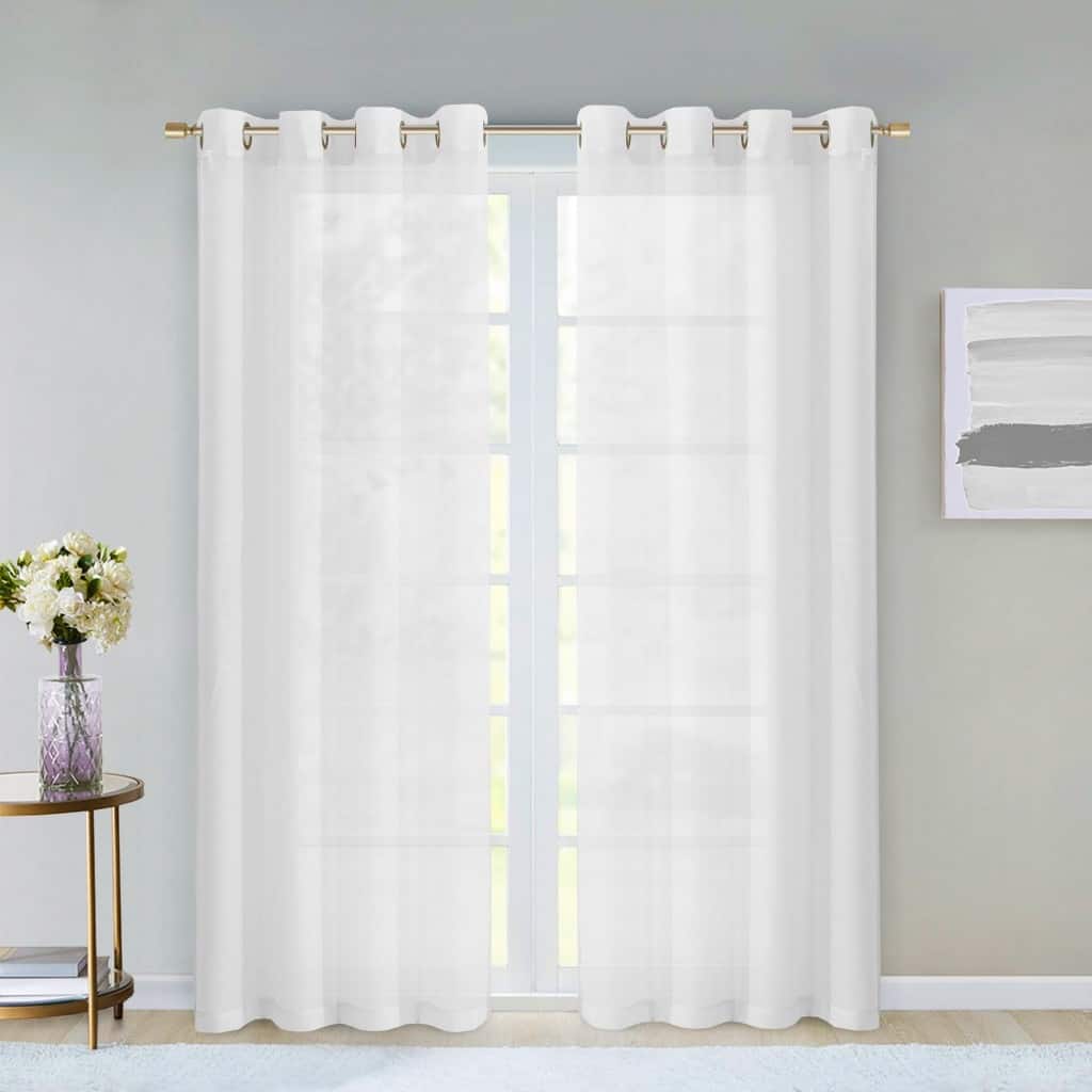 Set of Two 84" White Solid Modern Window Panels - 84" x 108"