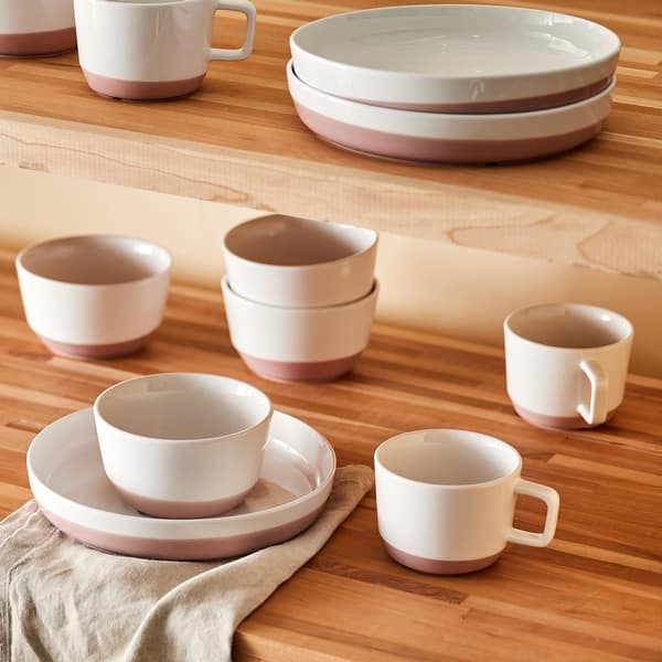 Libbey Austin 17.5 ounce Large Porcelain Coffee Mug, Set of 4, Himalayan Salt Pink