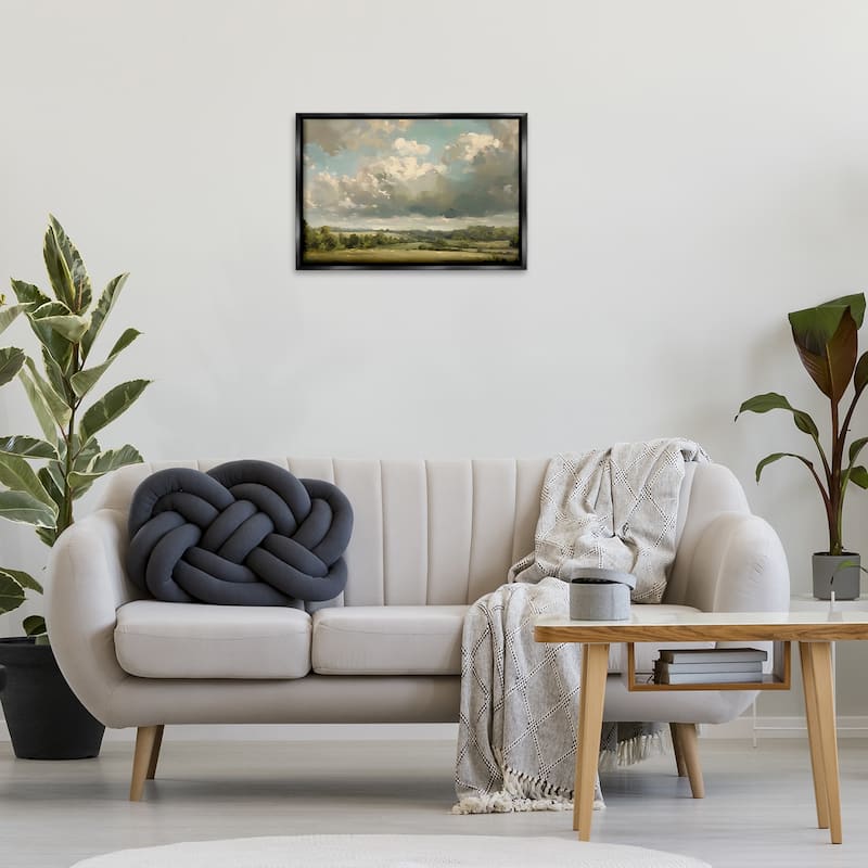 Stupell Sunlit Clouds over Countryside Framed Floater Canvas Wall Art Design By LSR Creative Studio