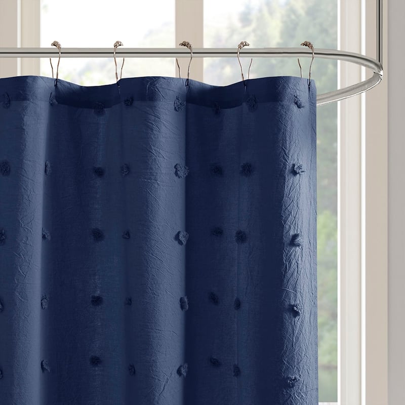Brooklyn Cotton Jacquard Pom Pom Shower Curtain