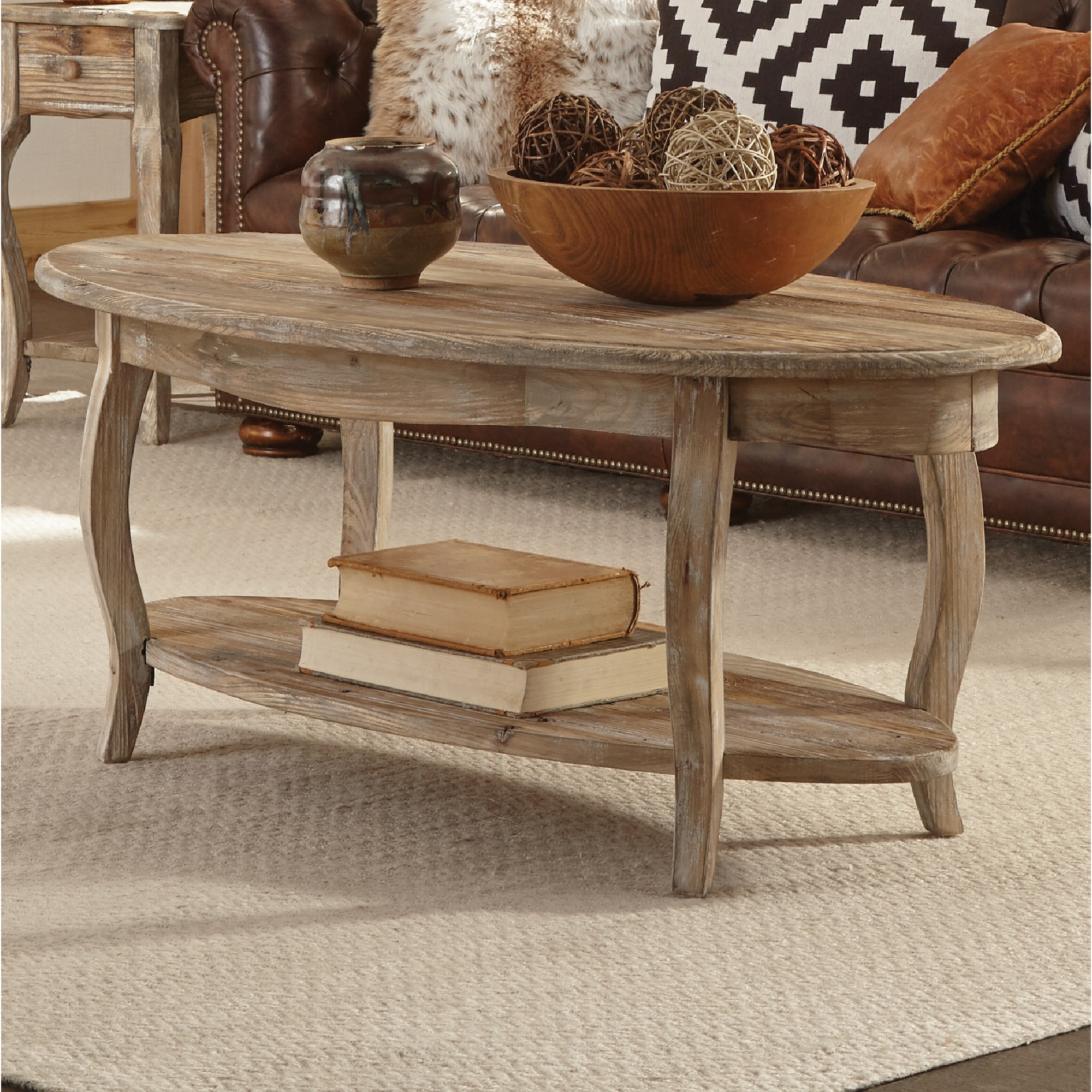 Farmhouse oval top coffee table