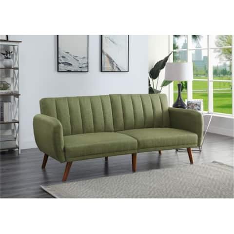 Bernstein Adjustable Sofa, Green Linen & Walnut Finish