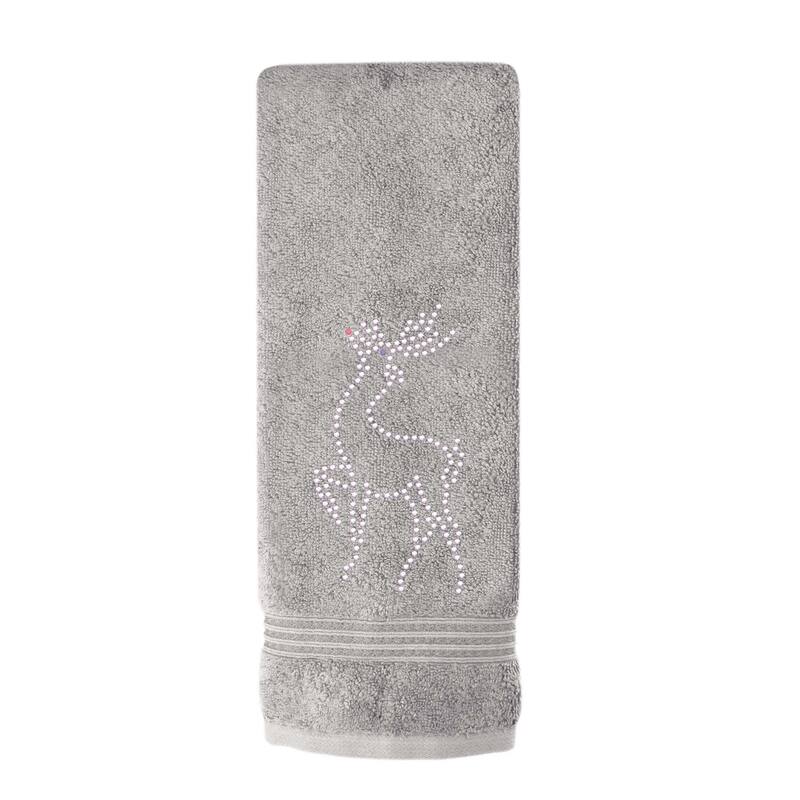 Sparkles Home Rhinestone Reindeer Hand Towel - Gray