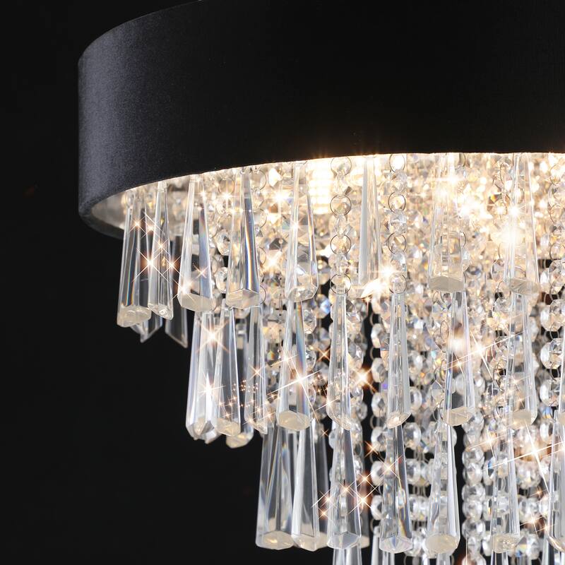 Round Crystal Chandelier for Living Room, Decorative Ceiling Lighting Fixture, Stylish Hanging Chandelier Lighting