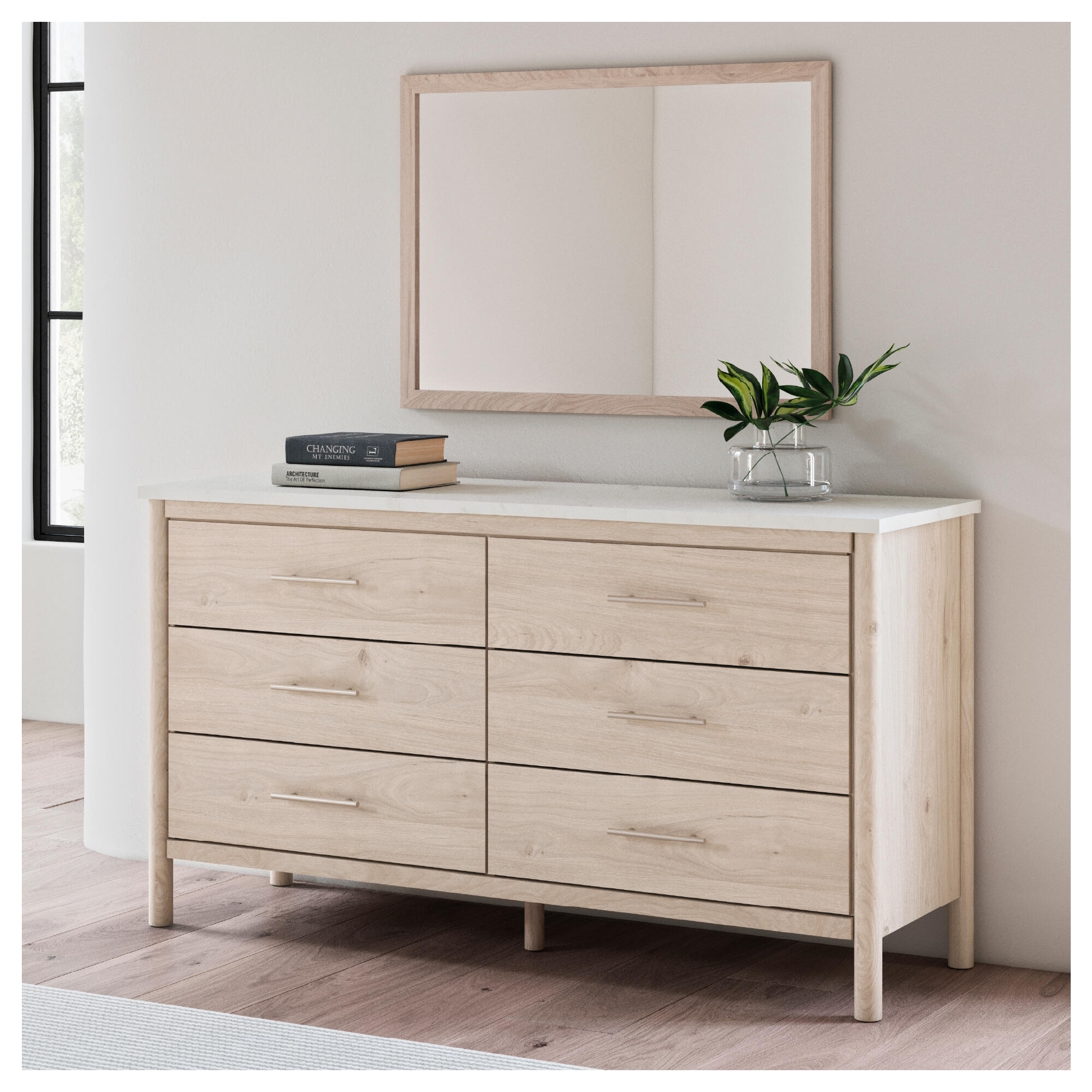 Signature Design by Ashley Cadmori Beige/White Dresser and Mirror