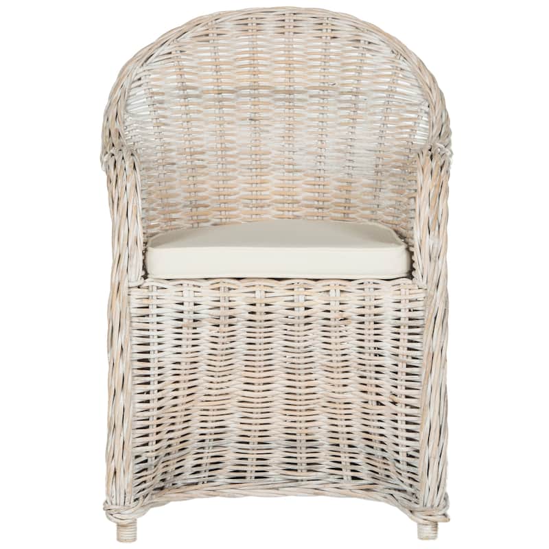 SAFAVIEH Callista White Washed Wicker Club Chair - 24" x 26" x 35"
