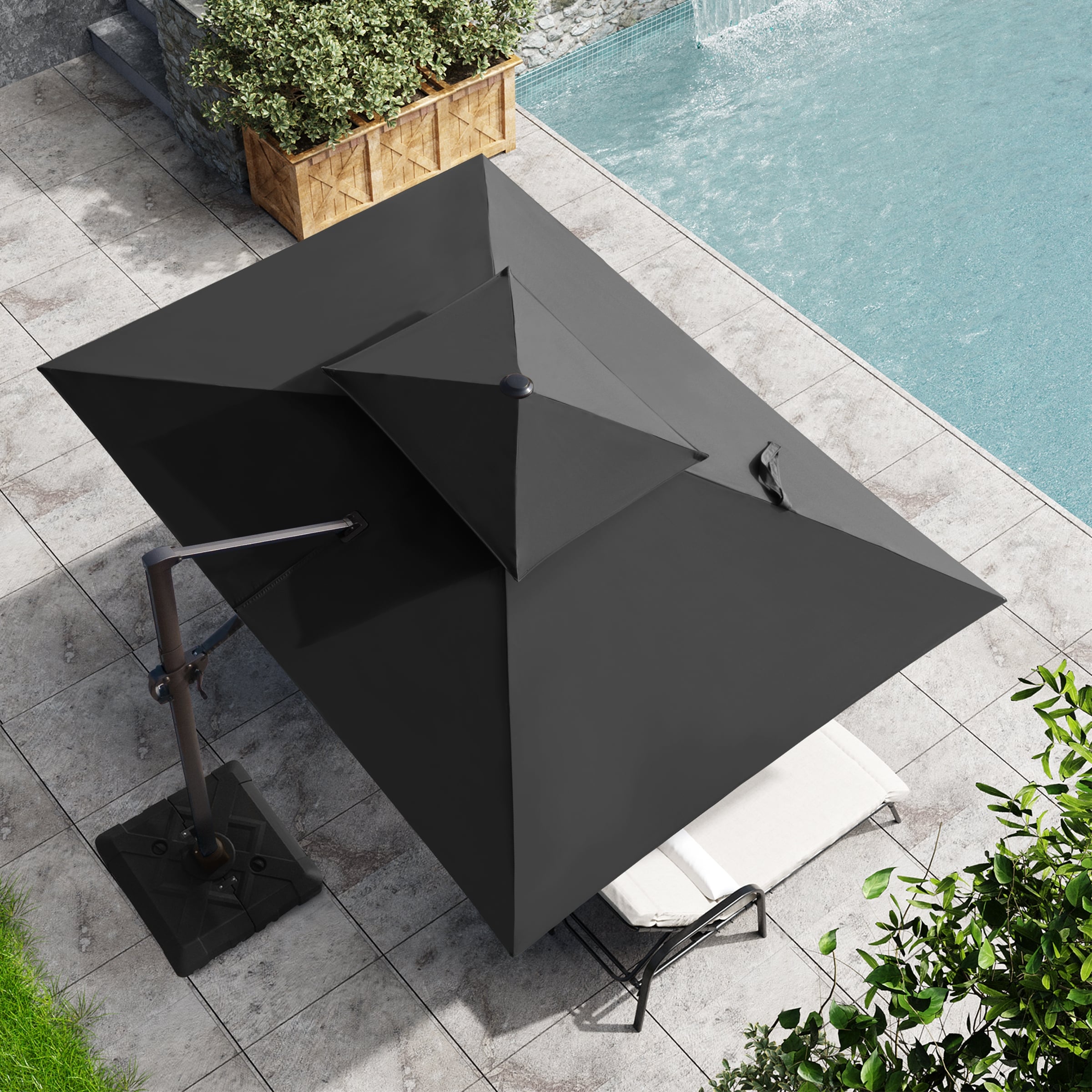 Outdoor Patio Umbrella Cantilever Offset with No Base, Dual Top