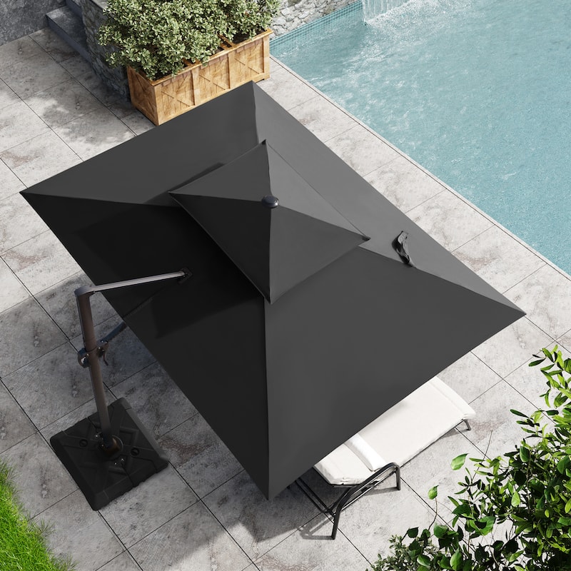 Outdoor 9x11FT Patio Umbrella Cantilever Offset with Dual Top