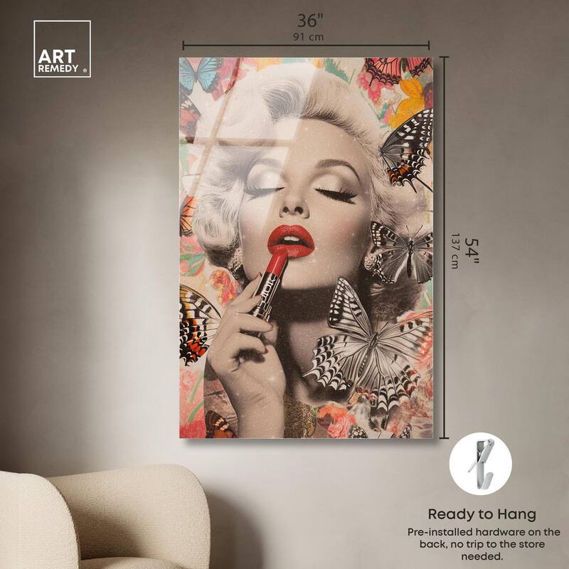 Iconic Lady Butterfly Collage Acrylic by Art Remedy, Ready to Hang