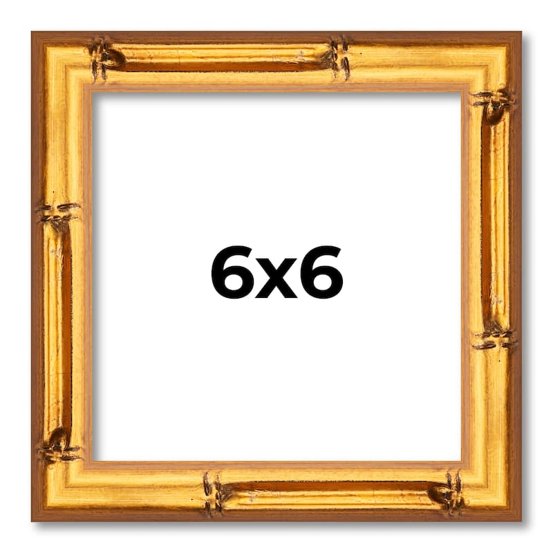 6x6 Frame Gold Bamboo Picture Frame - Modern Photo Frame Includes UV