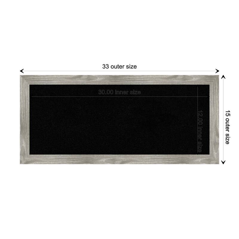Dove Greywash Square Framed Black Corkboard Bulletin Board - Board Size 30x12