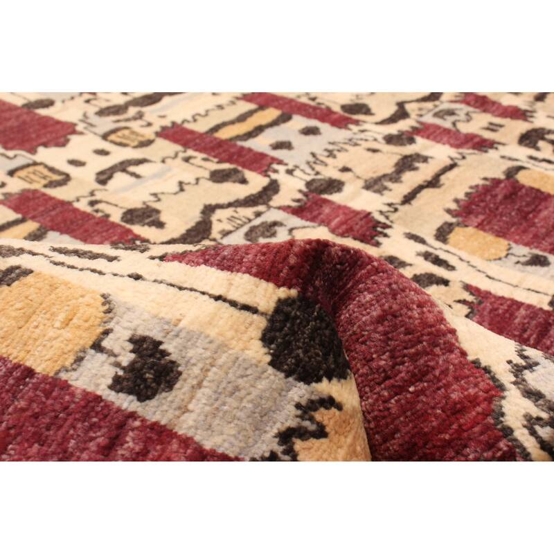 ECARPETGALLERY Hand-knotted Peshawar Ziegler Burgundy Wool Rug - 7'9 x 10'0