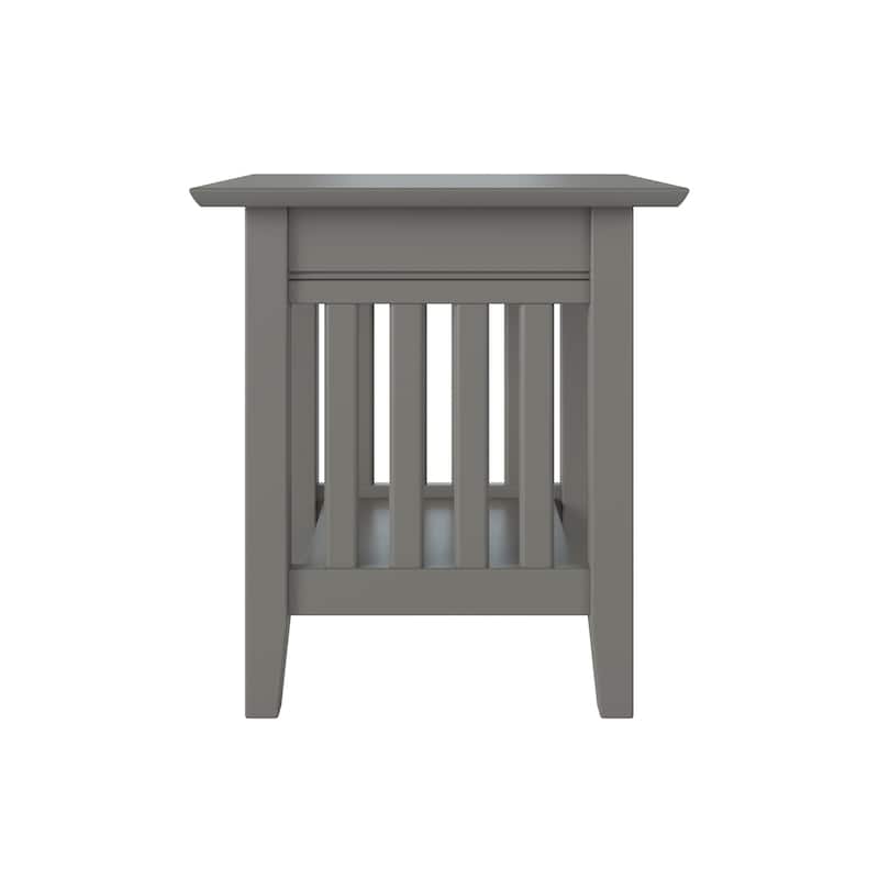 End Table With Charger - Hardwood Side Table, USB Ports, Power Outlets, Living Room Accent Table - Grey Finish - 22