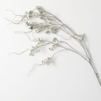 45.25"H Sullivans Tall Snow Berry Twig Spray, White - 9"L x 9"W x 45.25"H