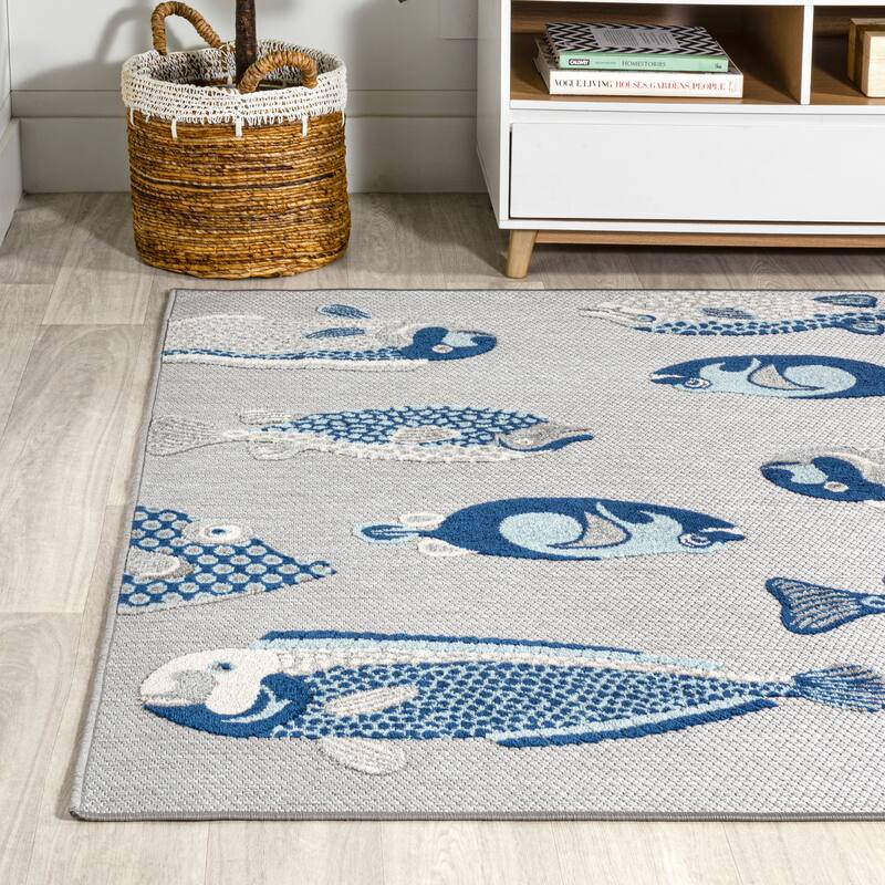 JONATHAN Y Aranciata Modern Fish High-Low Indoor/Outdoor Area Rug