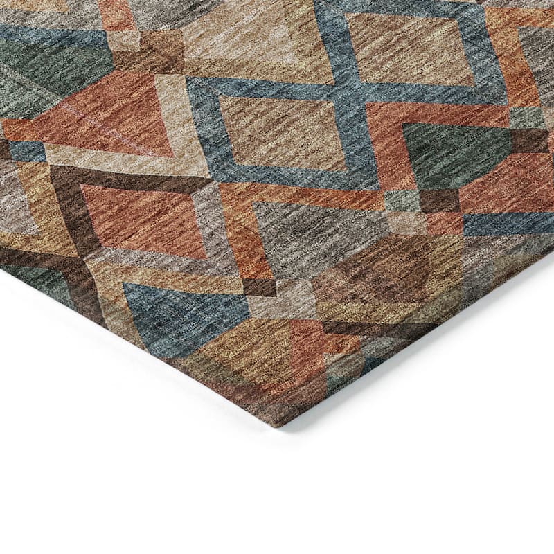 Machine Washable Indoor/ Outdoor Boho Modern Chantille Rug
