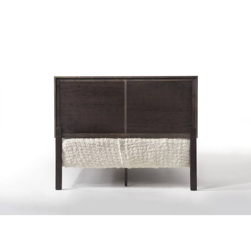Queen Size Synthetic Wood Panel Bed with Raised Molding Trim and 660lbs Capacity