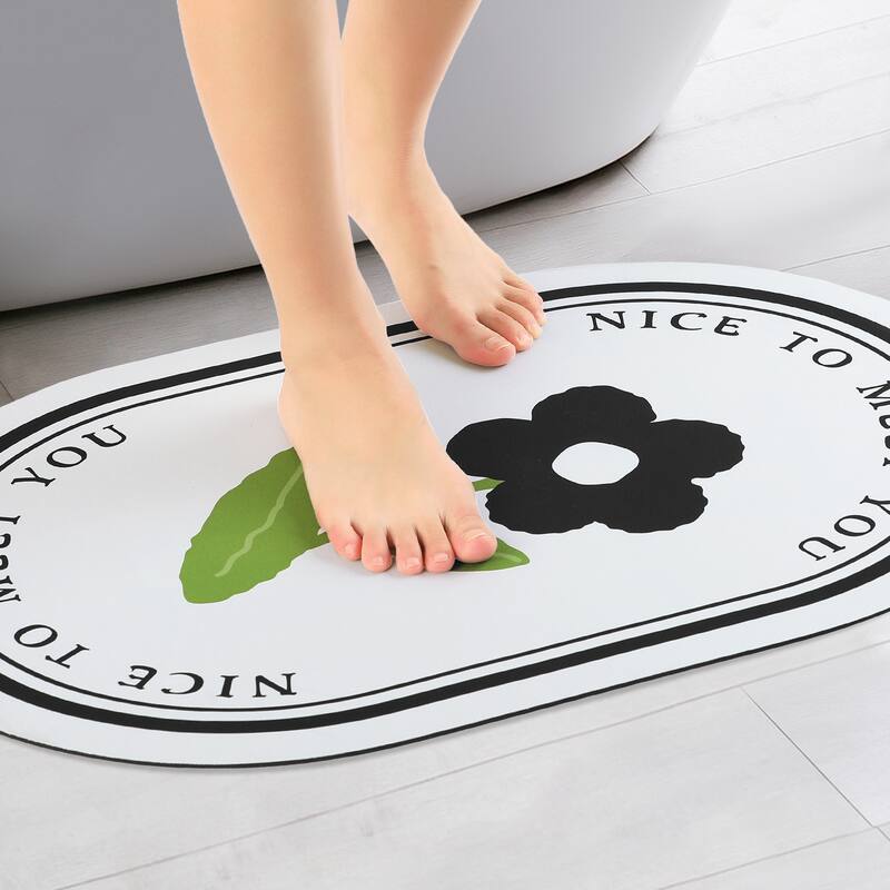 Floral Bath Mat, Bath Rugs Non-Slip Absorbent Bathroom Mat Washable, Bath Mats for Bathroom Floor, Home Decor - Sigle Flower - 20" x 32"