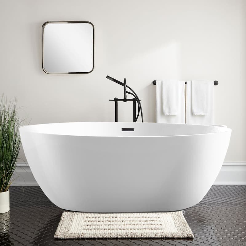 Vanity Art 58.5" X 32.3" White Acrylic Freestanding Bathtub