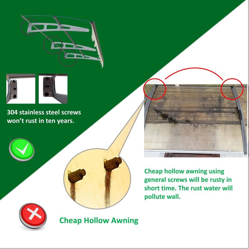 Solid Polycarbonate Door Window Awning with Aluminum Alloy Frame - 79\