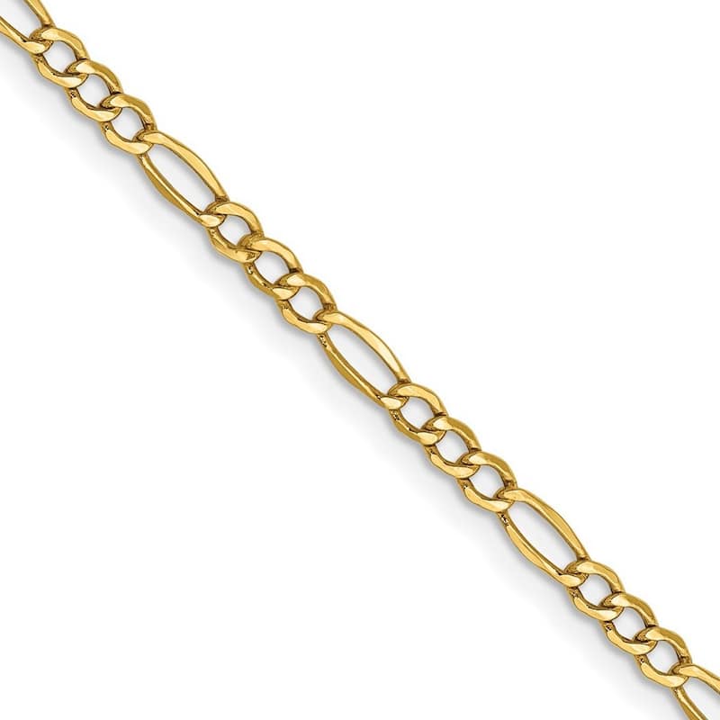 Curata 14k Yellow Gold 2.5mm Figaro Chain Necklace for Men or Women